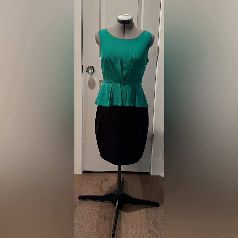 Enfocus Studio Green and Black Midi Dress